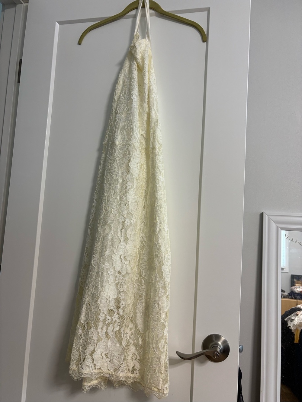 Lulu's Cream Lace Halter Dress